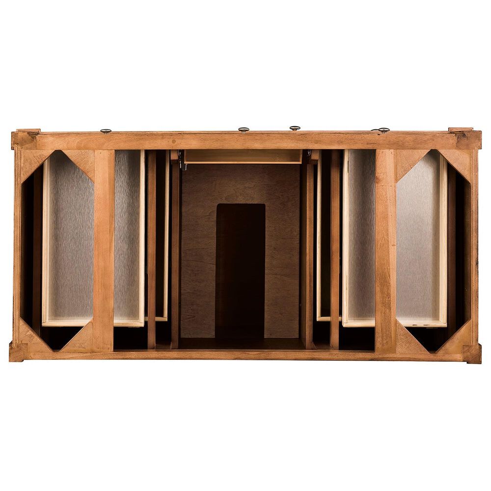 James Martin Vanities Brittany 60&quot; Single Bathroom Vanity in Saddle Brown with 3 cm White Zeus Quartz Top and Rectangular Sink, , large
