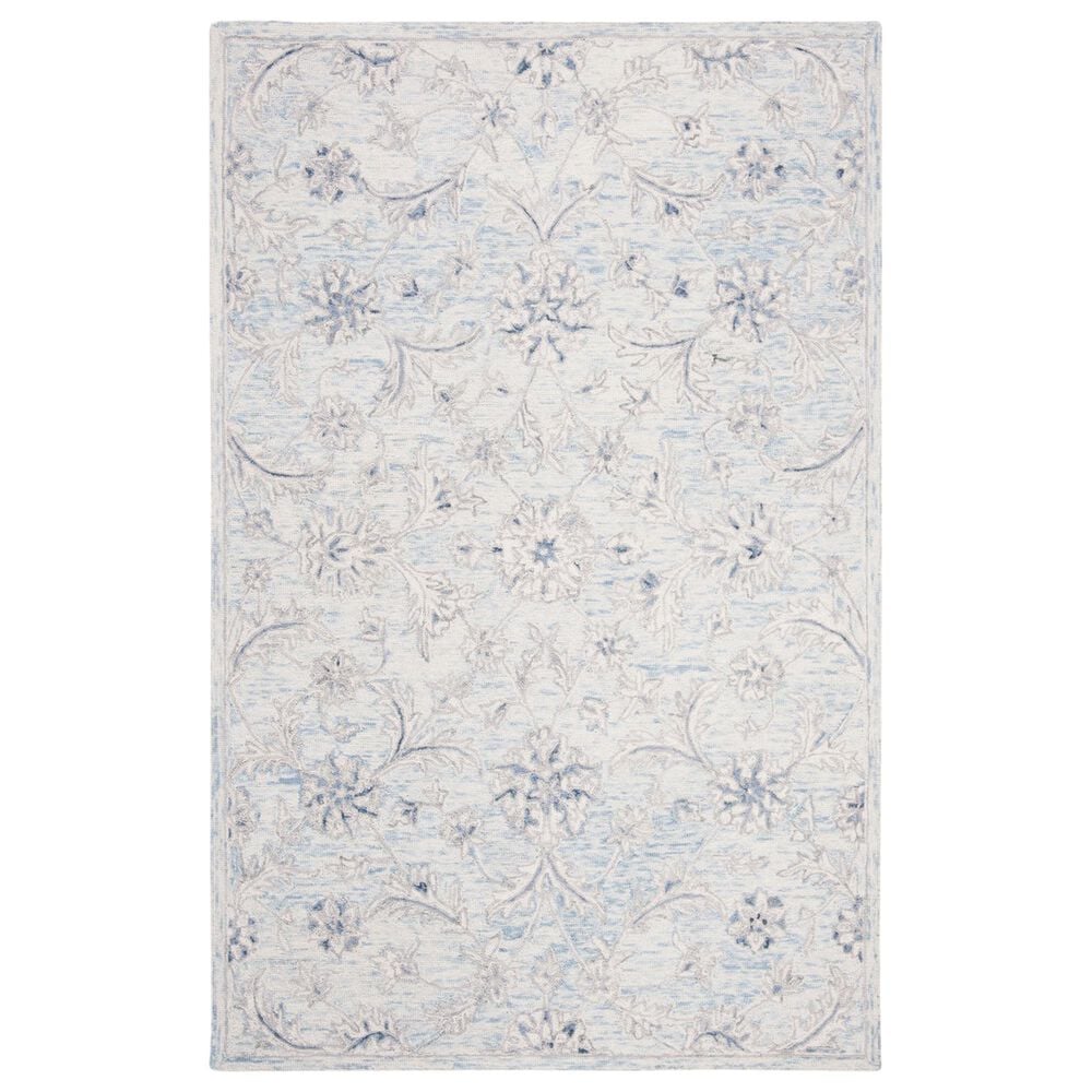 Safavieh Micro-Loop MLP506M 4" x 6" Light Blue and Ivory Area Rug, , large