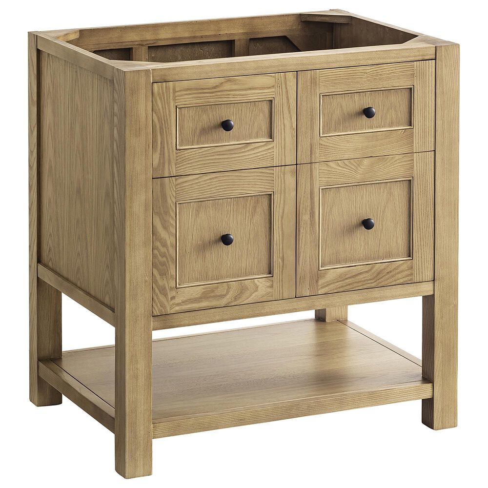 James Martin Vanities Breckenridge 30&quot; Single Bathroom Vanity in Light Natural Oak with Single Hole 3 cm White Zeus Quartz Top and Rectangular Sink, , large