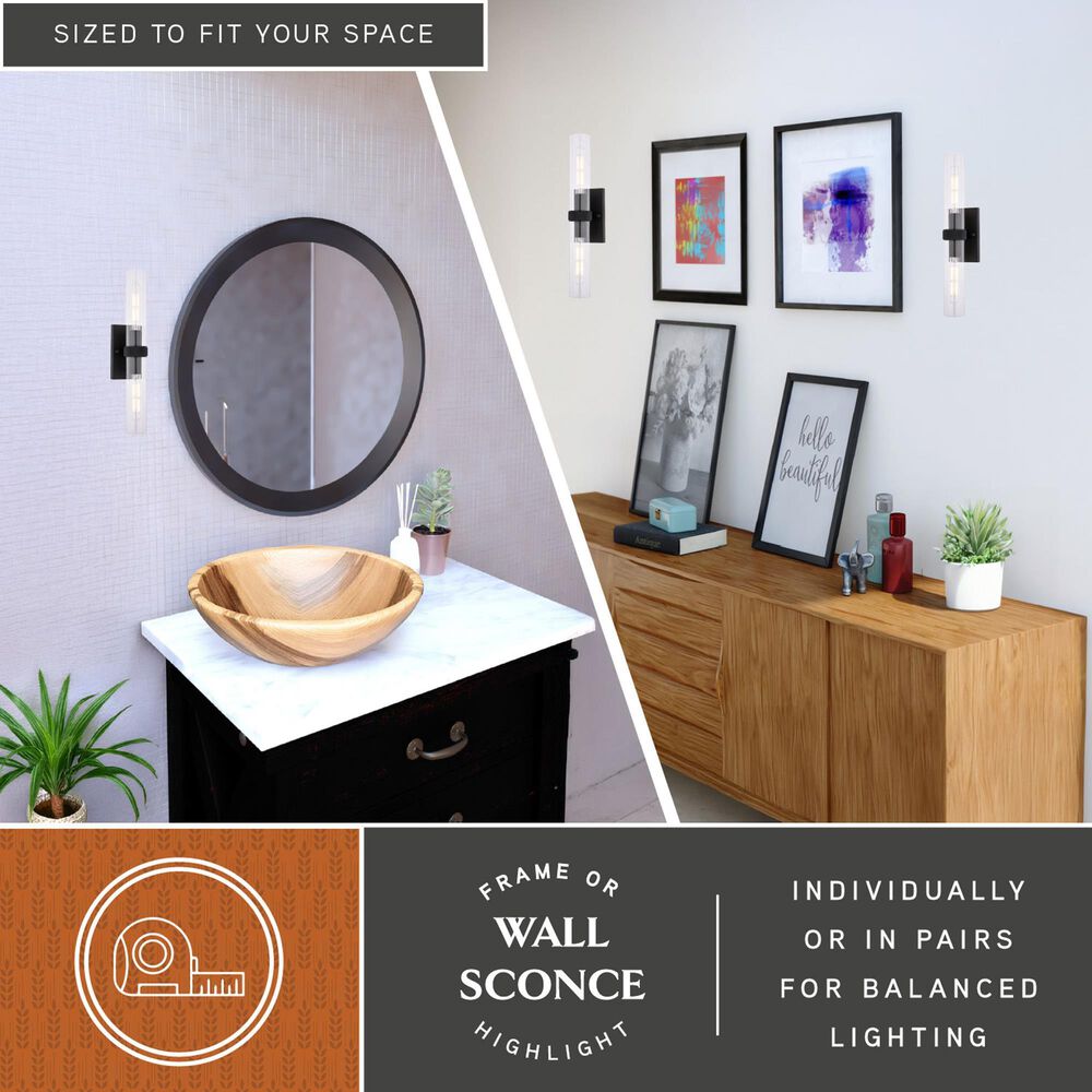Vaxcel Bari 2-Light Wall Sconce in Matte Black, , large
