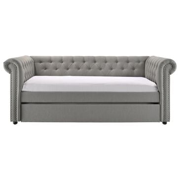Crown Mark Ellie Daybed with Trundle in Gray, , large