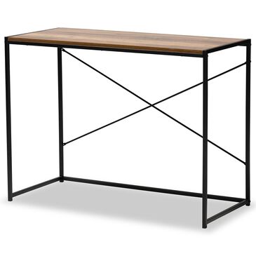 Baxton Studio Pauric Desk in Walnut Brown and Black, , large