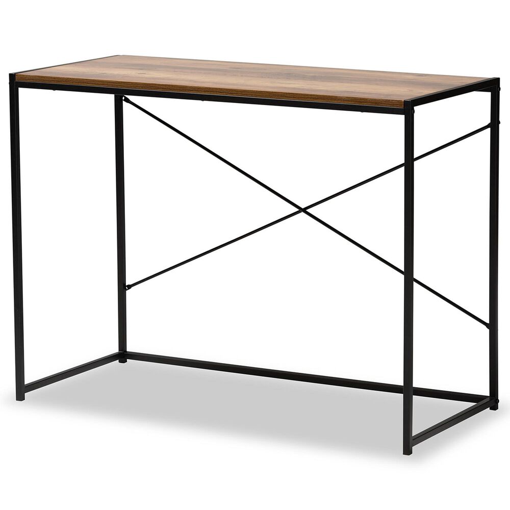 Baxton Studio Pauric Desk in Walnut Brown and Black, , large