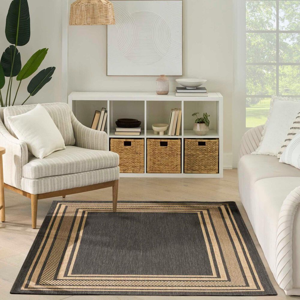 Nourison Horizon HOZ03 Charcoal 9&#39; x 12&#39; Indoor/Outdoor Area Rug, , large
