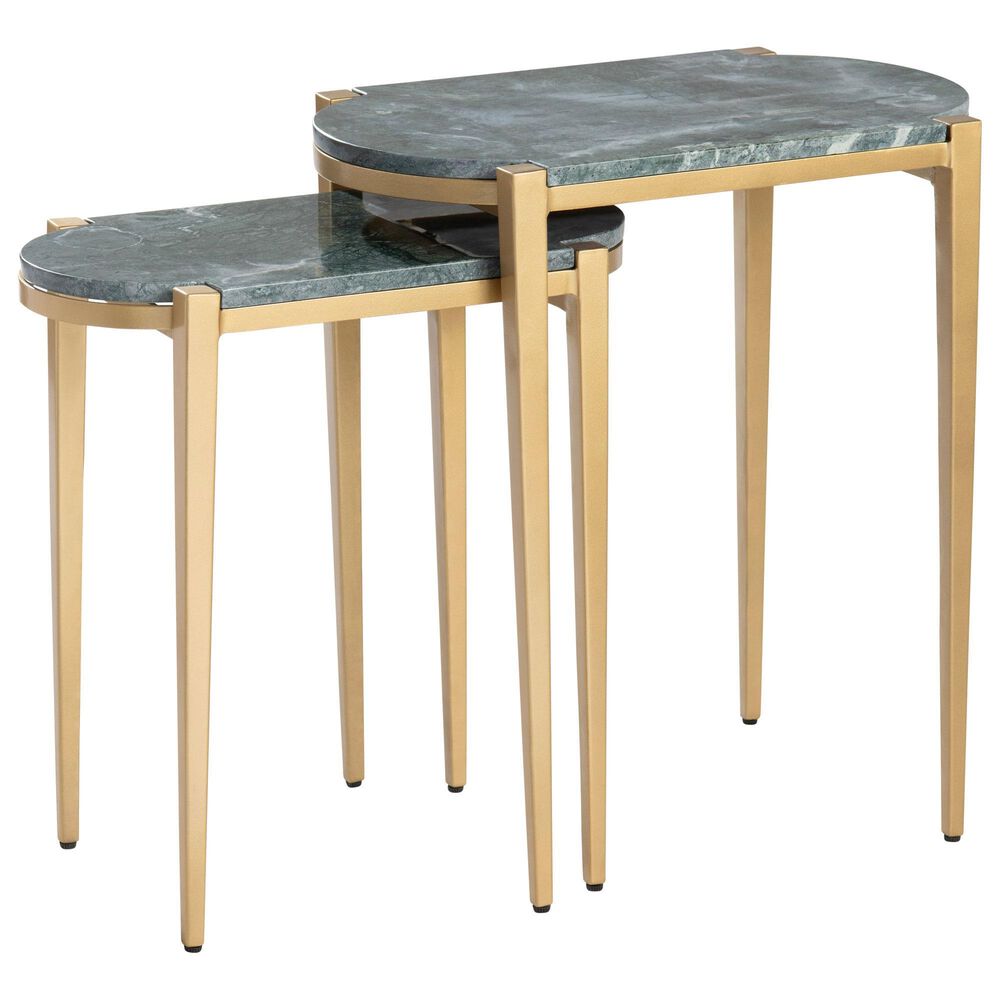 Crestview Collection Beckham Nested Accent Tables in Gold and Dark Green (Set of 2), , large