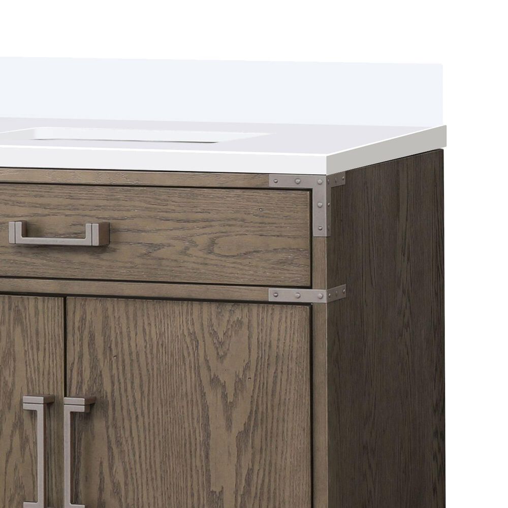 Lexora Home Laurel 80&quot; Double Bathroom Vanity in Grey Oak with White Quartz Top and Rectangular Sinks, , large