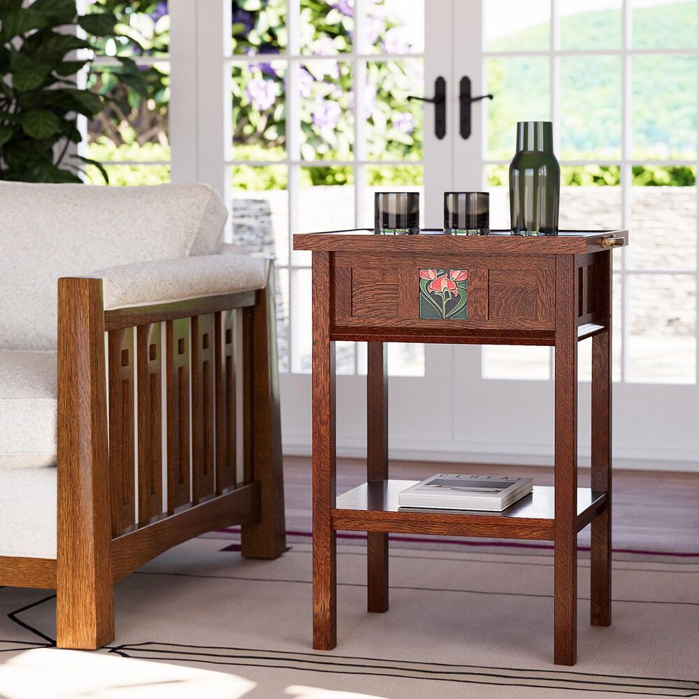 Stickley Furniture Floral Tile Tray Table in Centennial, , large
