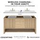 James Martin Brittany 60" Double Bathroom Vanity in Pecan with 3 cm Eternal Jasmine Pearl Silestone Top, Rectangular Sinks and FreePower Wireless Charger, , large