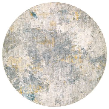Surya Dresden DRE-2322 Medium Gray, Gray, White, Denim, Mustard and Light Slate 7"10" Round Area Rug, , large
