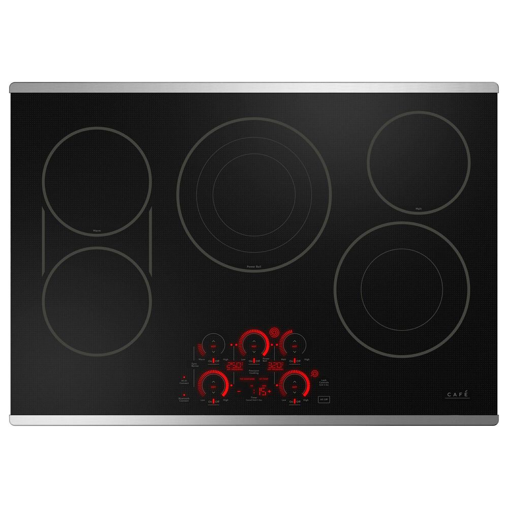 Cafe 2-Piece Kitchen Package with Matte White 30" Smart Built-In Convection Double Wall Oven and Stainless Steel 30" Electric Cooktop, , large