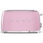 Smeg 4-Slice Retro Style Toaster in Pink and Stainless Steel, , large