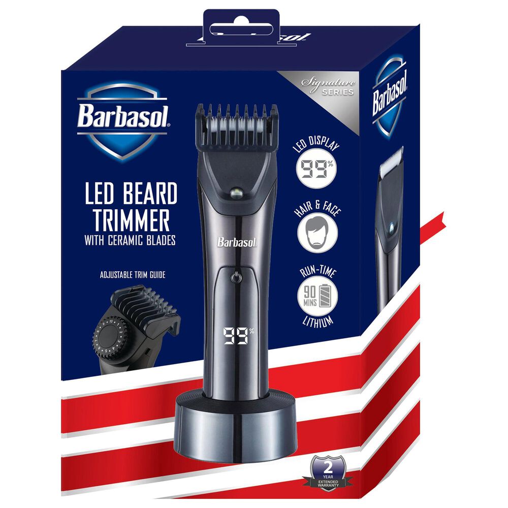 Barbosal Rechargeable Trimmer with Ceramic Blade and LED Light in Black, , large