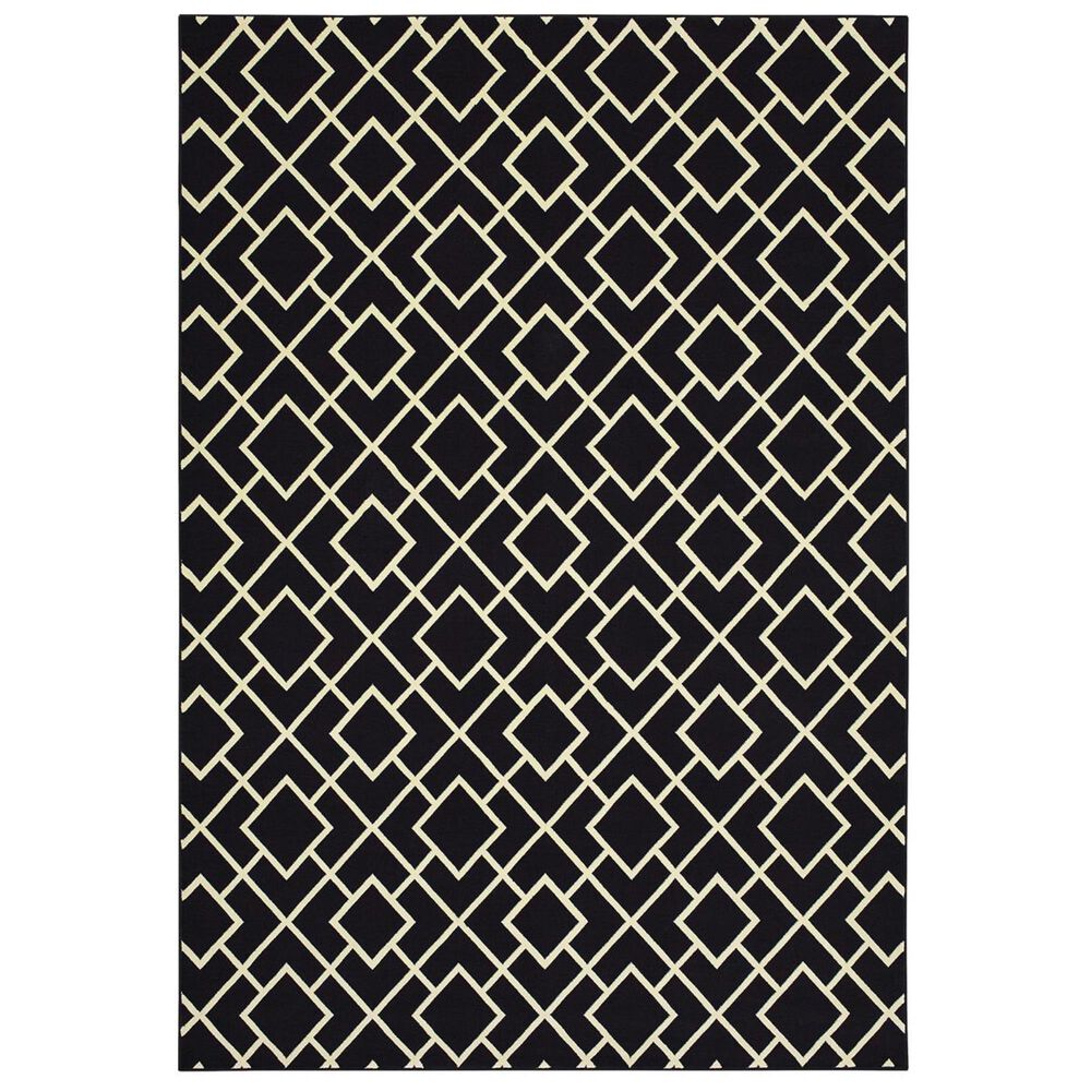 Oriental Weavers Luna 8123B 9"10" x 10"10" Black and Ivory Area Rug, , large