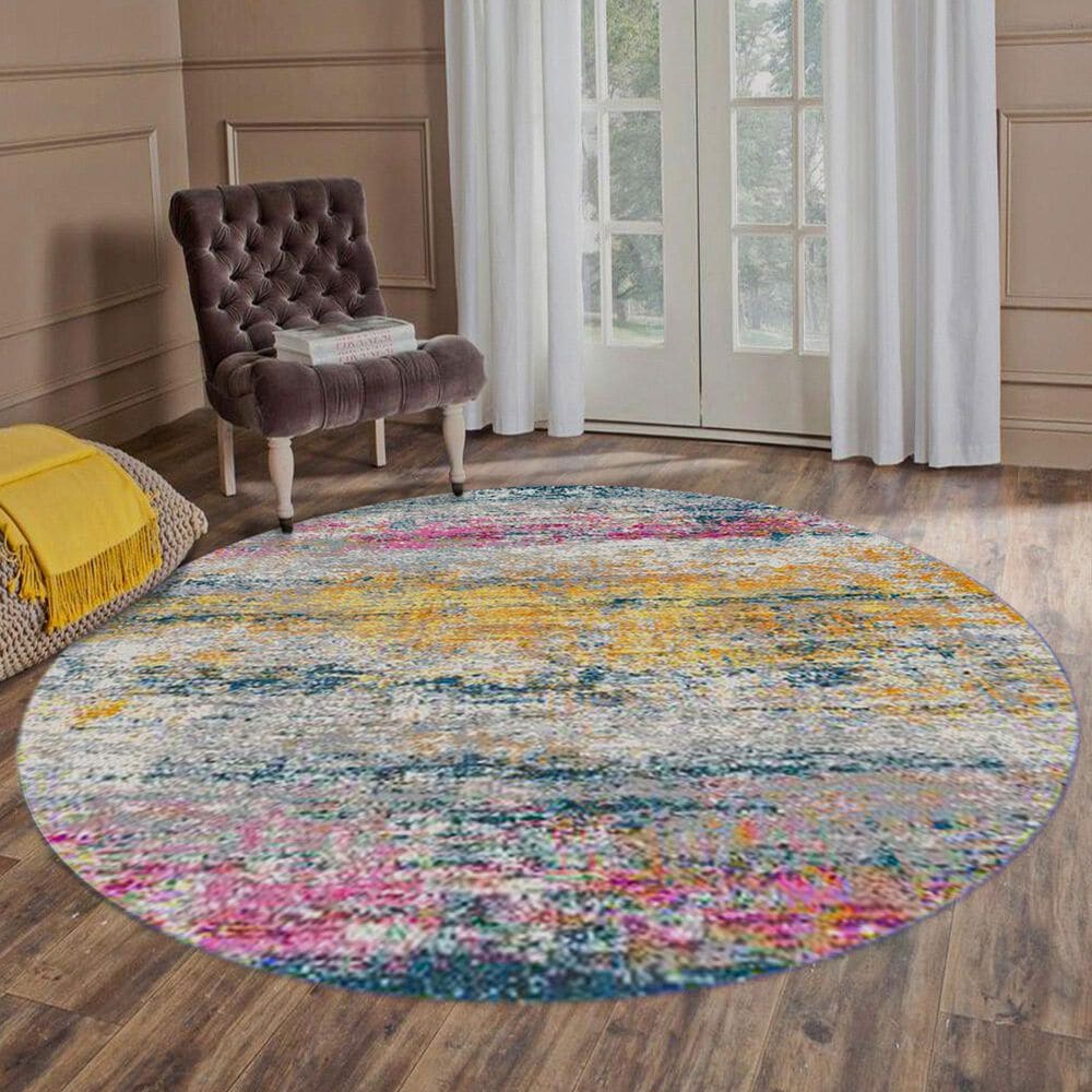 Amer Rugs Montana 7&#39;6&quot; Round Orange and Pink Area Rug, , large