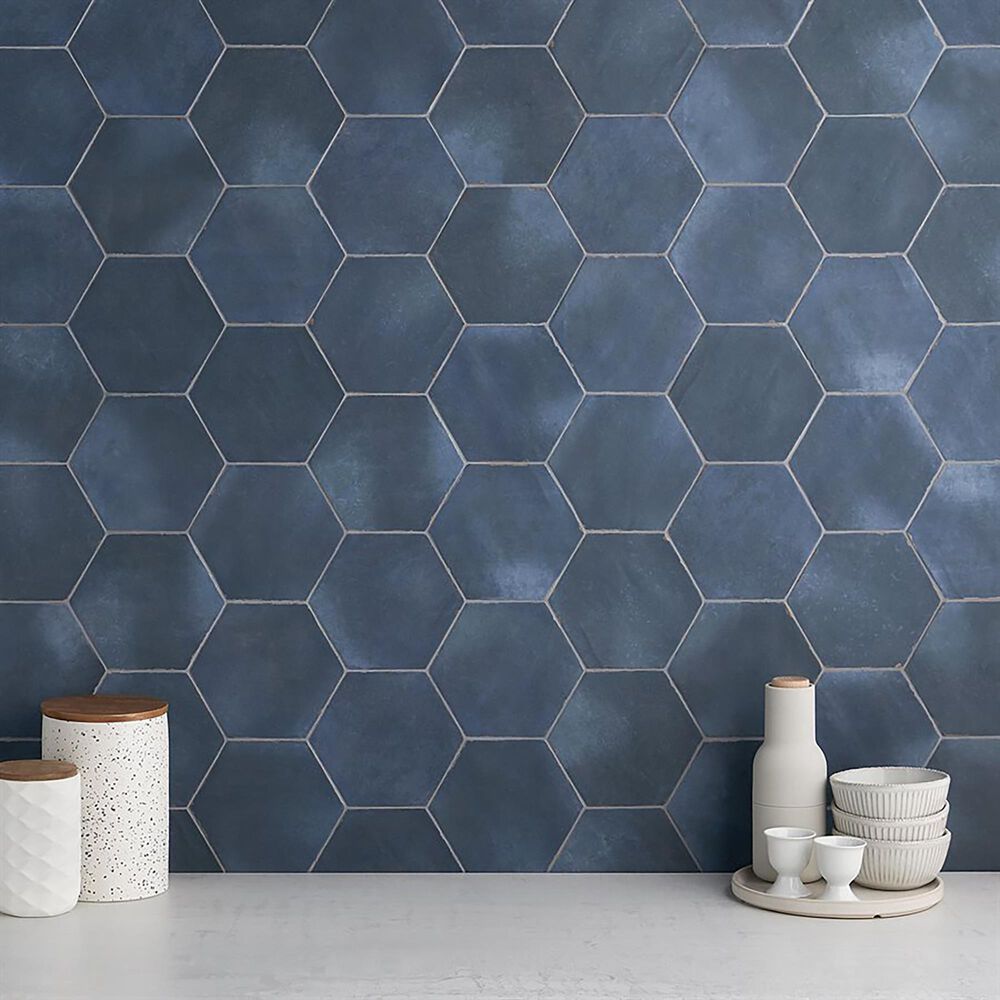 Soho Studio Costahex Chiazza Marino 5.5&quot; x 6&quot; Hexagon Porcelain Tile, , large