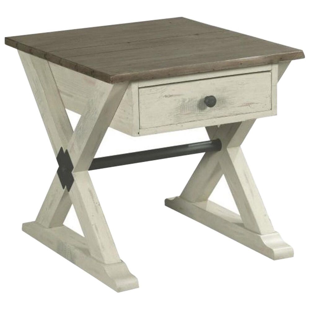 American Drew Reclamation Place End Table in Sundried Tan and Rustic White, , large