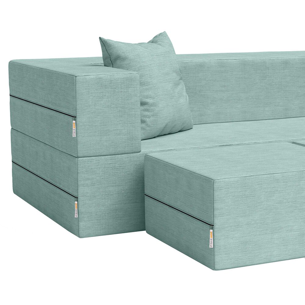 Jaxx Zipline 3-Piece Stationary Convertible Sleeper Sofa in Caribbean Velvet, , large