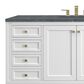 James Martin Vanities Chicago 60" Single Bathroom Vanity in Glossy White with 3 cm Parisien Bleu Quartz Top and Rectangular Sink, , large
