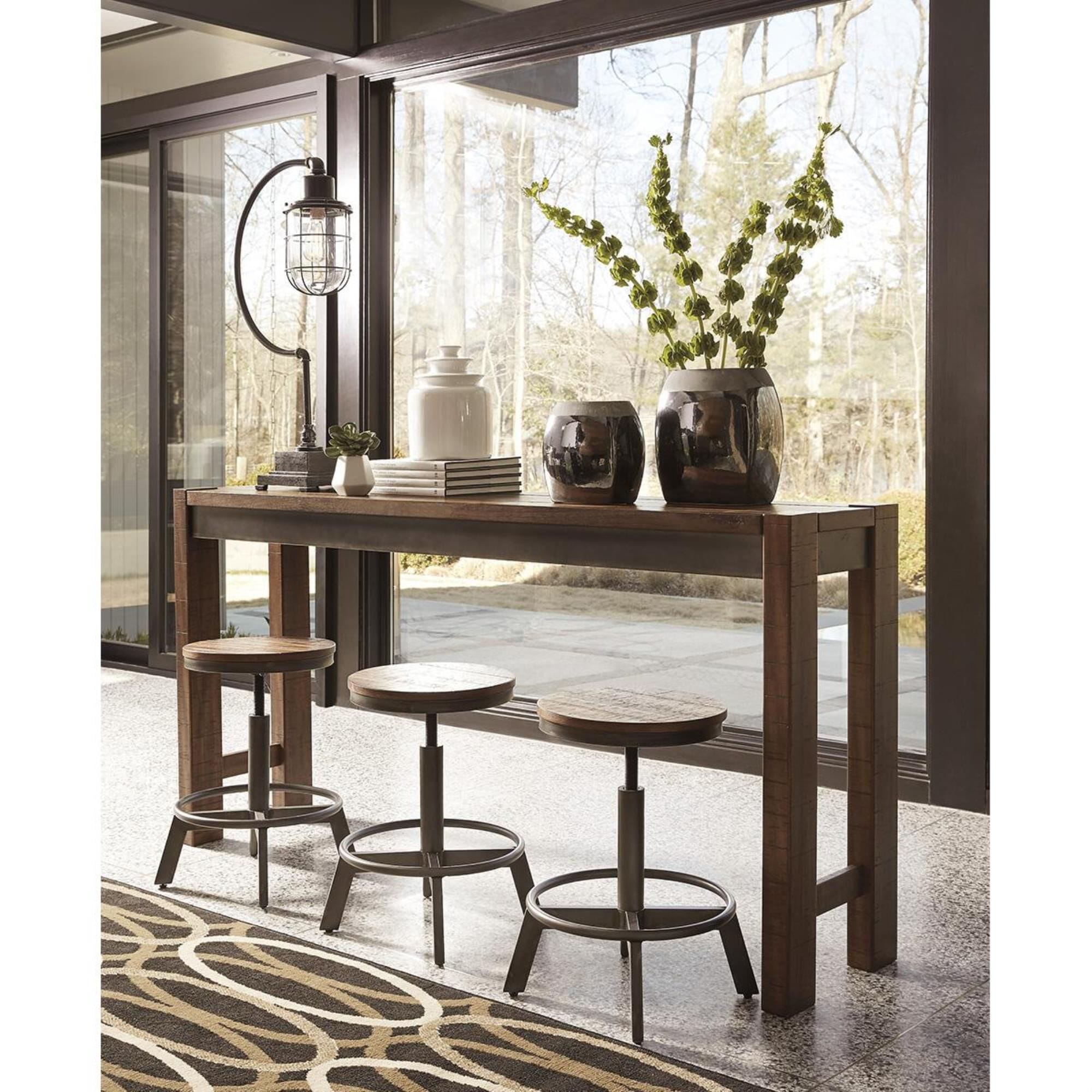 Ashley Torjin Long Counter Table in Brown and Gray