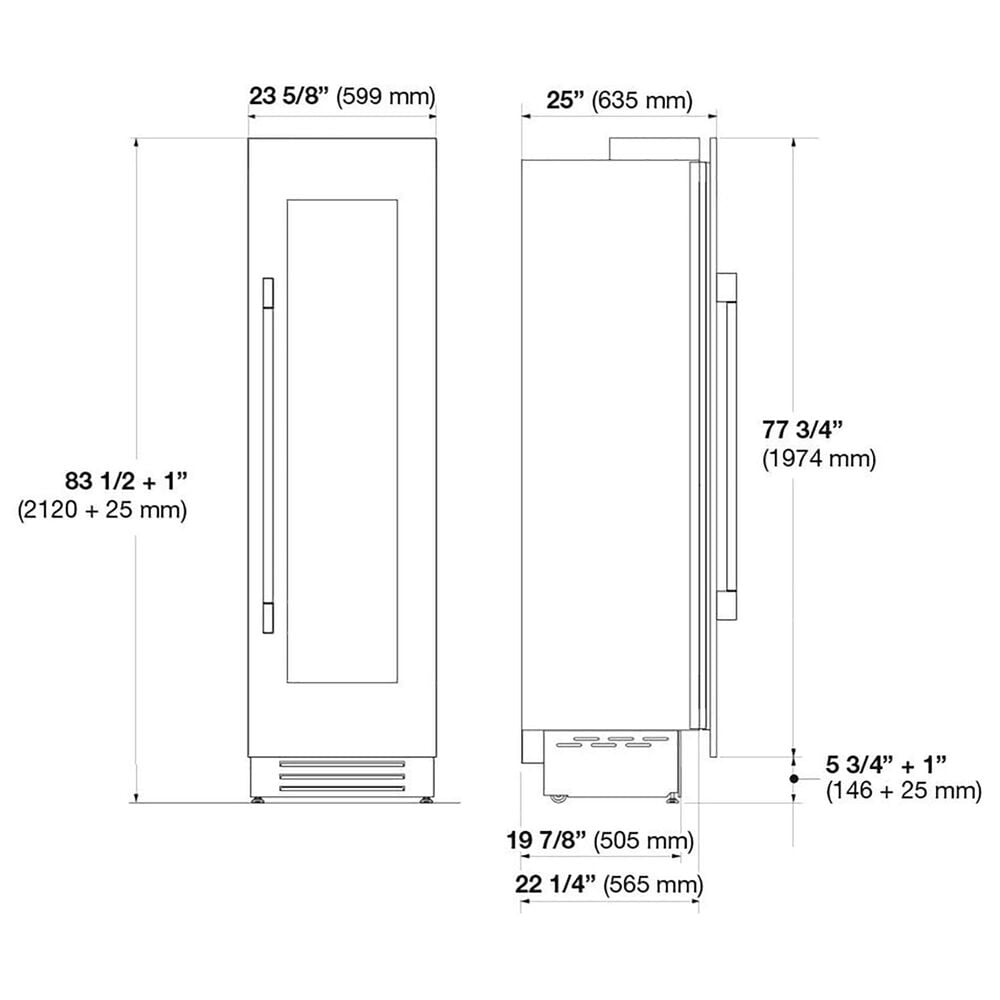 Fulgor Milano 700 Series 24&quot; Wine Cellar Column with Left Hinge in Stainless Steel, , large