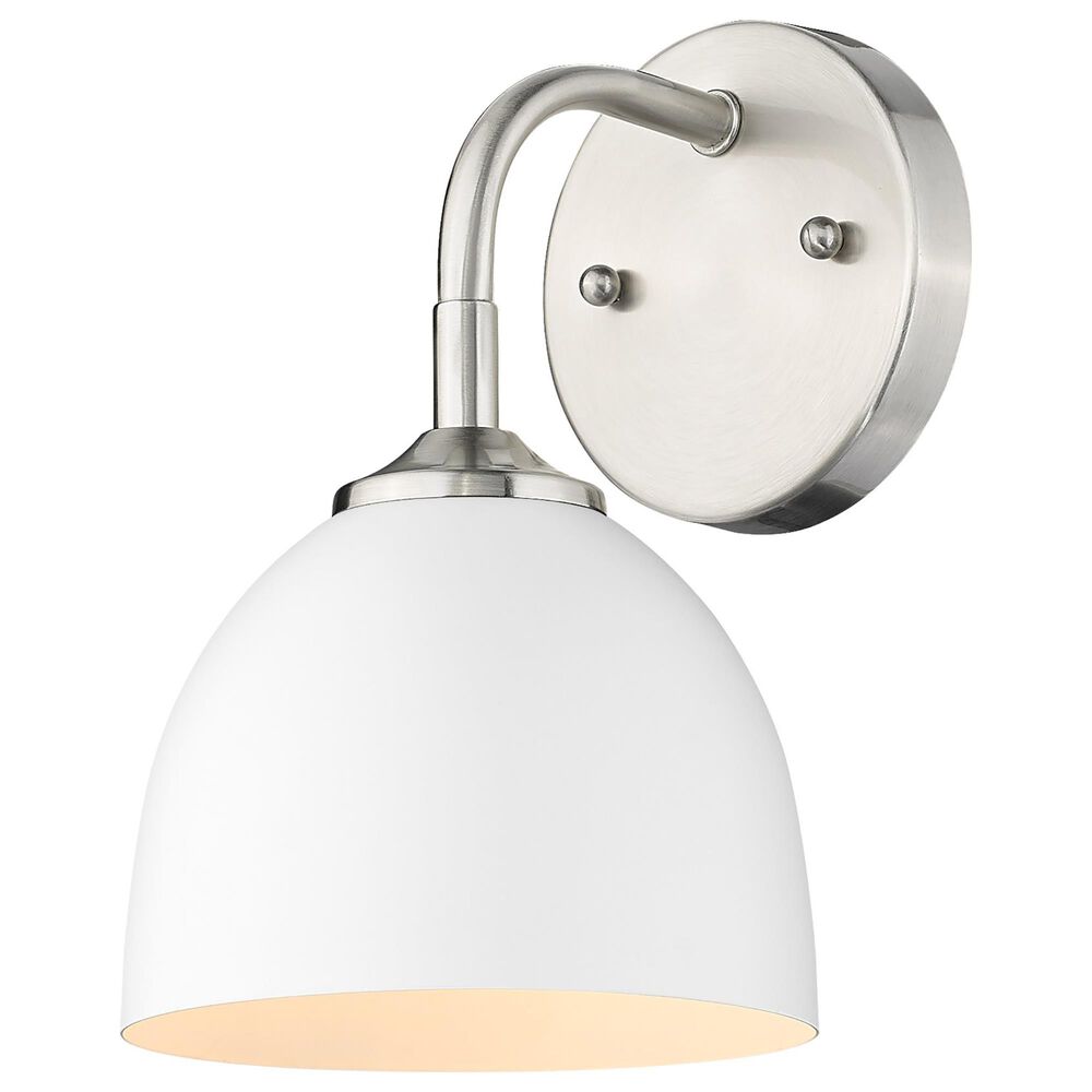 Golden Lighting Zoey 1-Light Wall Sconce in Pewter and White, , large