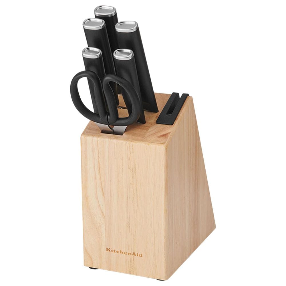 KitchenAid Classic 7-Piece Self-Sharpening Knife Block Set in Black, Natural and Stainless Steel, , large