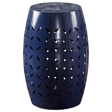 Noble House Jorell Patio Round End Table in Dark Blue - Table Only, , large