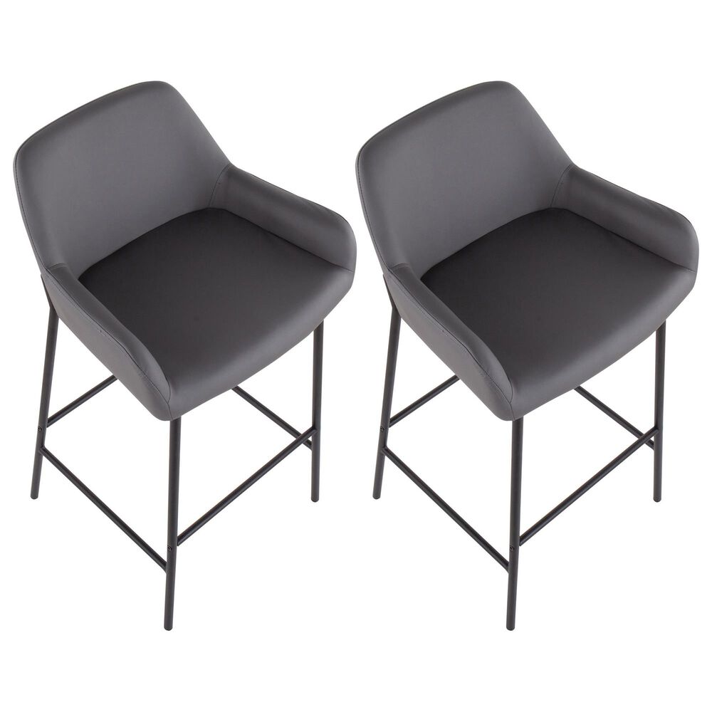 LumiSource Daniella Bar Stool with Grey Upholstery in Black (Set of 2), , large