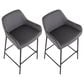 LumiSource Daniella Bar Stool with Grey Upholstery in Black (Set of 2), , large