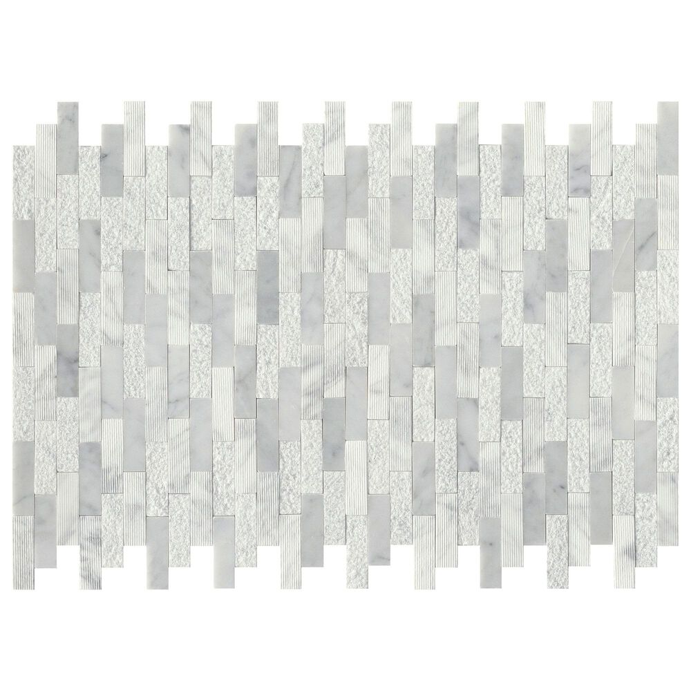 Emser Link 12" x 18" White Linear Marble Mosaic Tile, , large