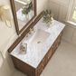 James Martin Vanities Lorelai 48" Single Vanity in Mid-Century Walnut with 3 cm Carrara White Marble Top, , large