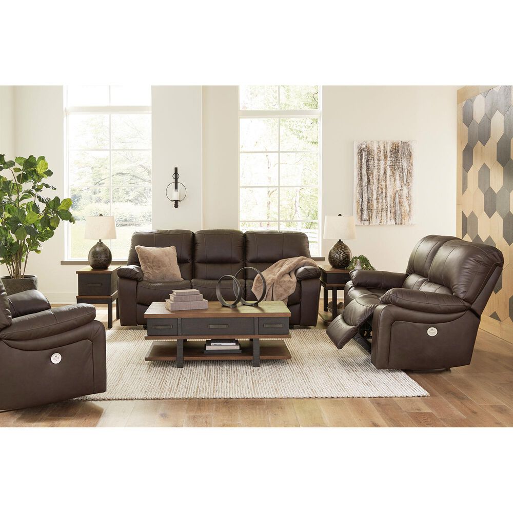 Ashley Leesworth 3-Piece Power Reclining Living Room Set in Dark Brown, , large