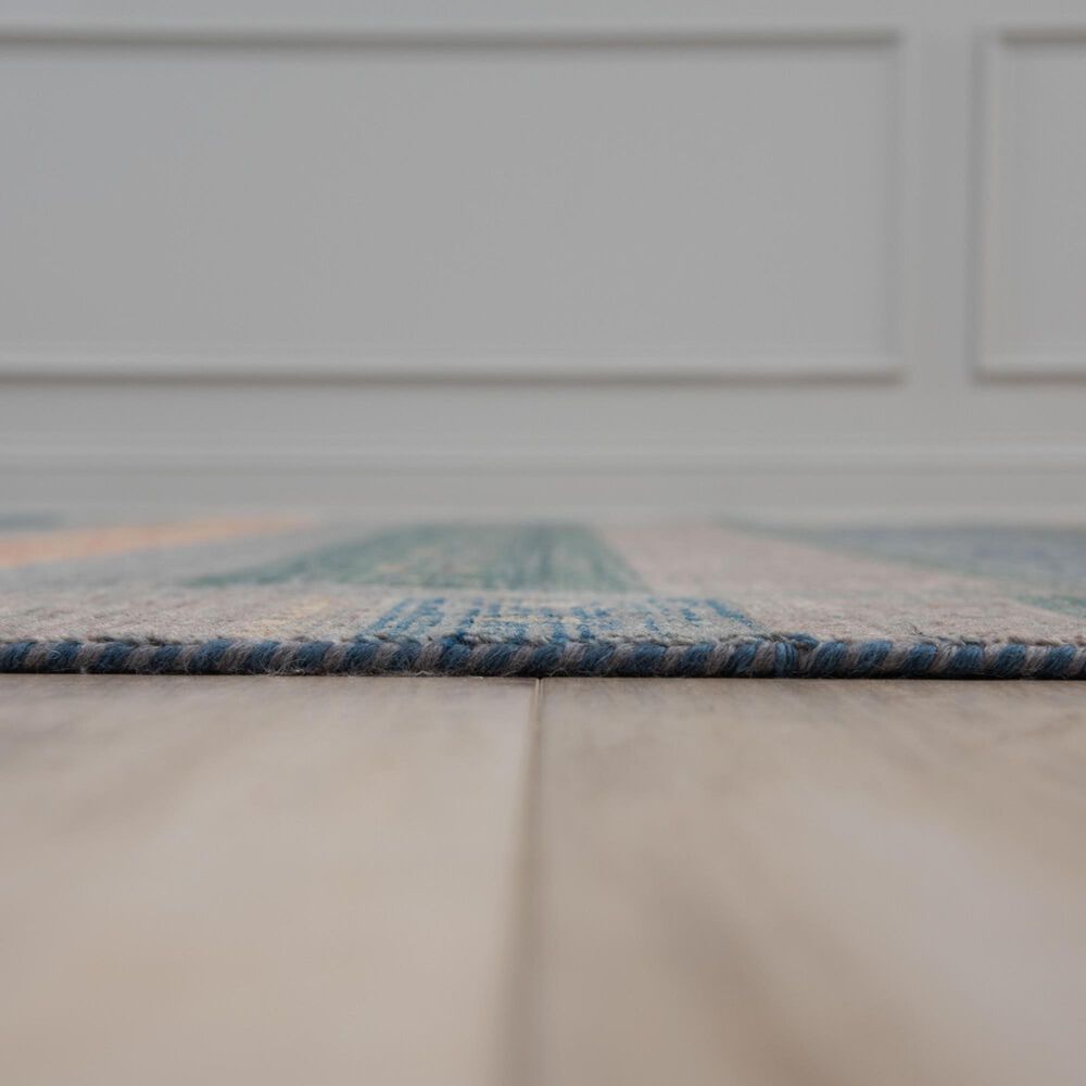 RIZZY Spectrum Dark Blue, Gray, Teal, Ivory, Cream, Green and Dusty Rose 3&#39; x 5&#39; Area Rug, , large