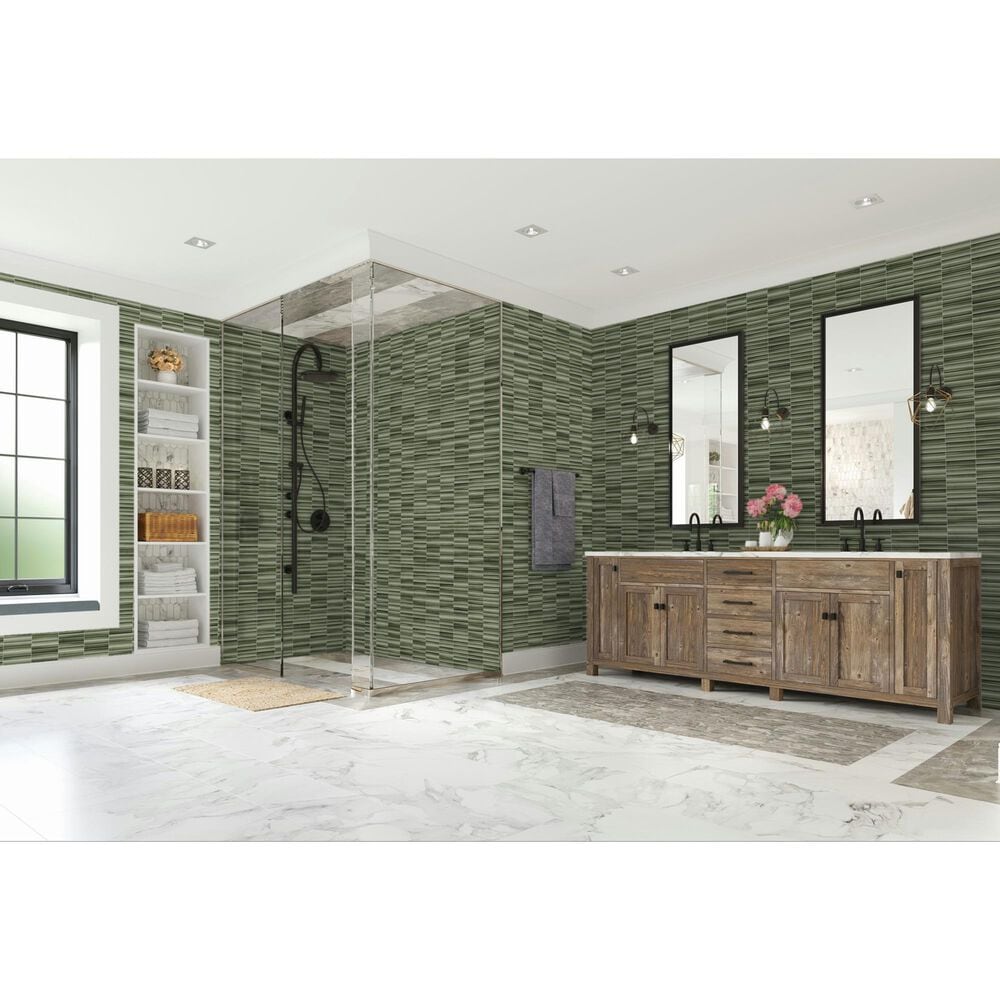 Dal-Tile Artefino Vintage Verdelite 1" x 6" Pencil Fluted on 11" x 12" Porcelain Mosaic Sheet, , large