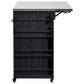 Hearth and Haven Outdoor Kitchen Island Cart with Extendable Stainless Steel Top and Adjustable Shelf in Black, , large