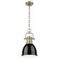 Golden Lighting Duncan 1-Light Small Pendant with Chain and Black Shade in Aged Brass, , large
