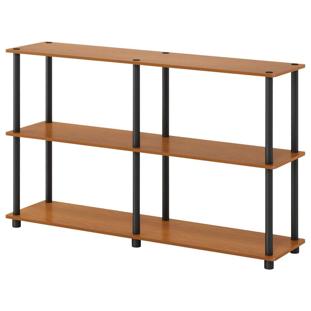 HOMLUX Turn-N-Tube 3-Tier Double Size Storage Display Rack in Light Cherry and Black, , large