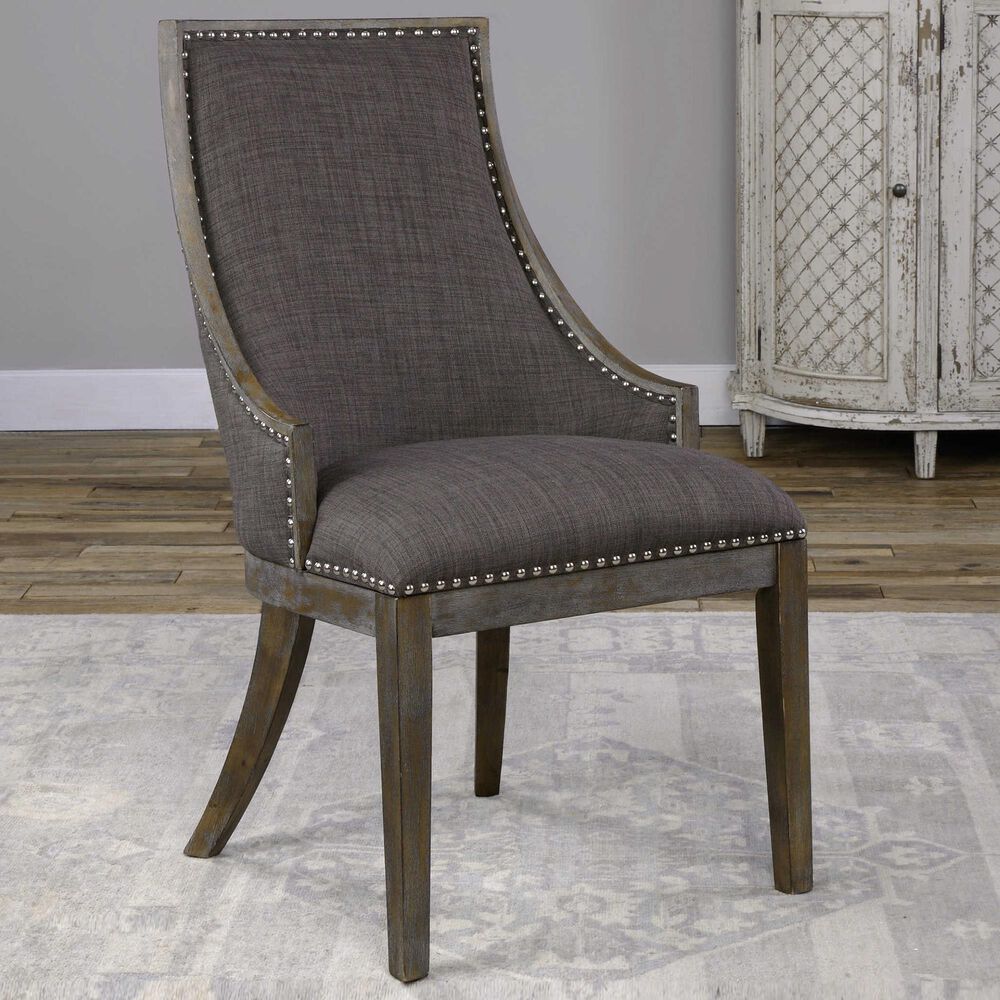 Uttermost Aidrian Accent Chair in Warm Charcoal Gray, , large
