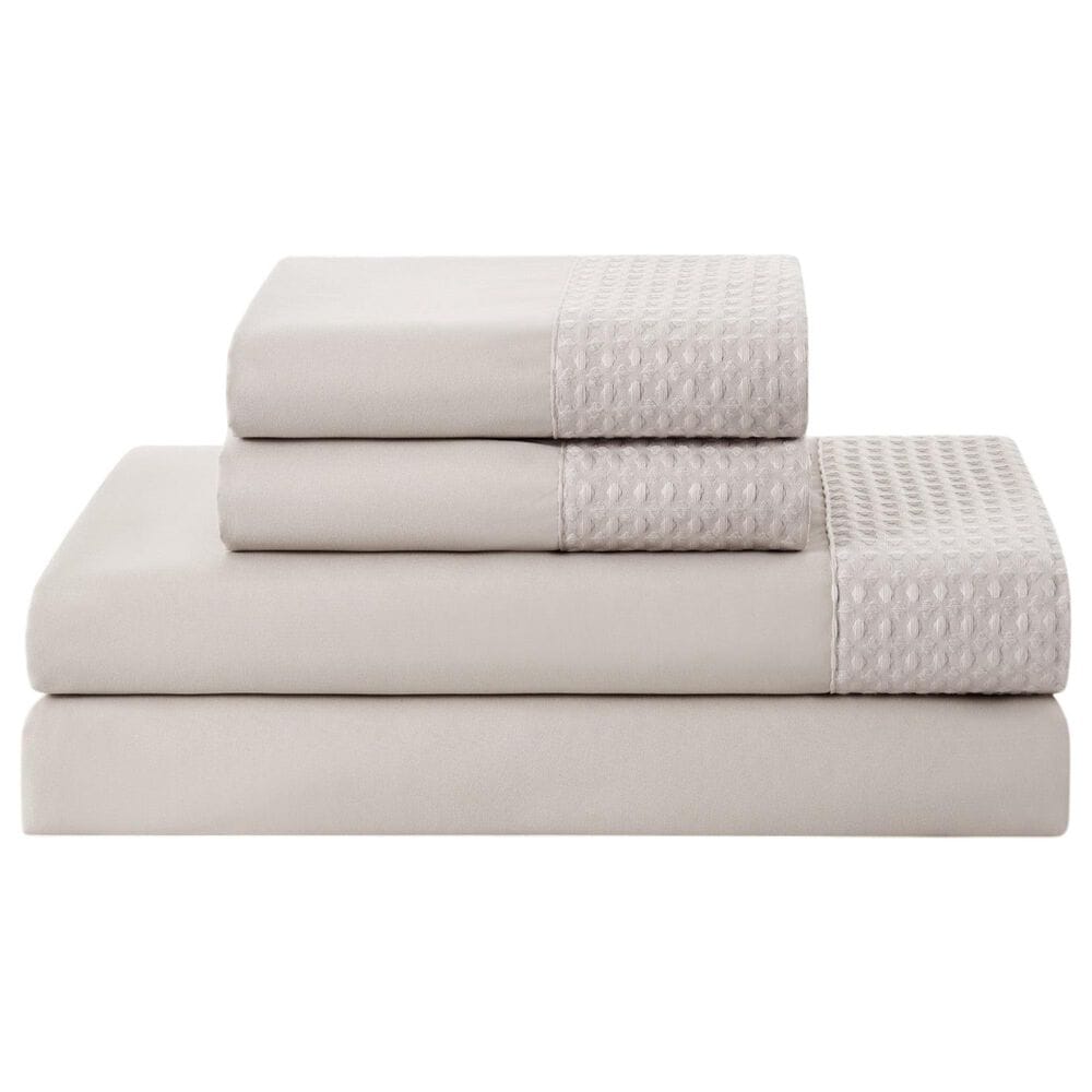 Trade Linker 4-Piece Queen Waffle Hem Sheet Set in Ivory, , large
