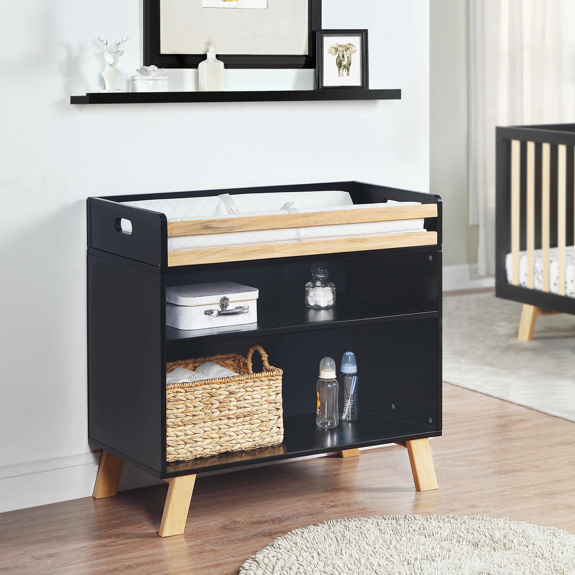 Black changing cheap table with drawers