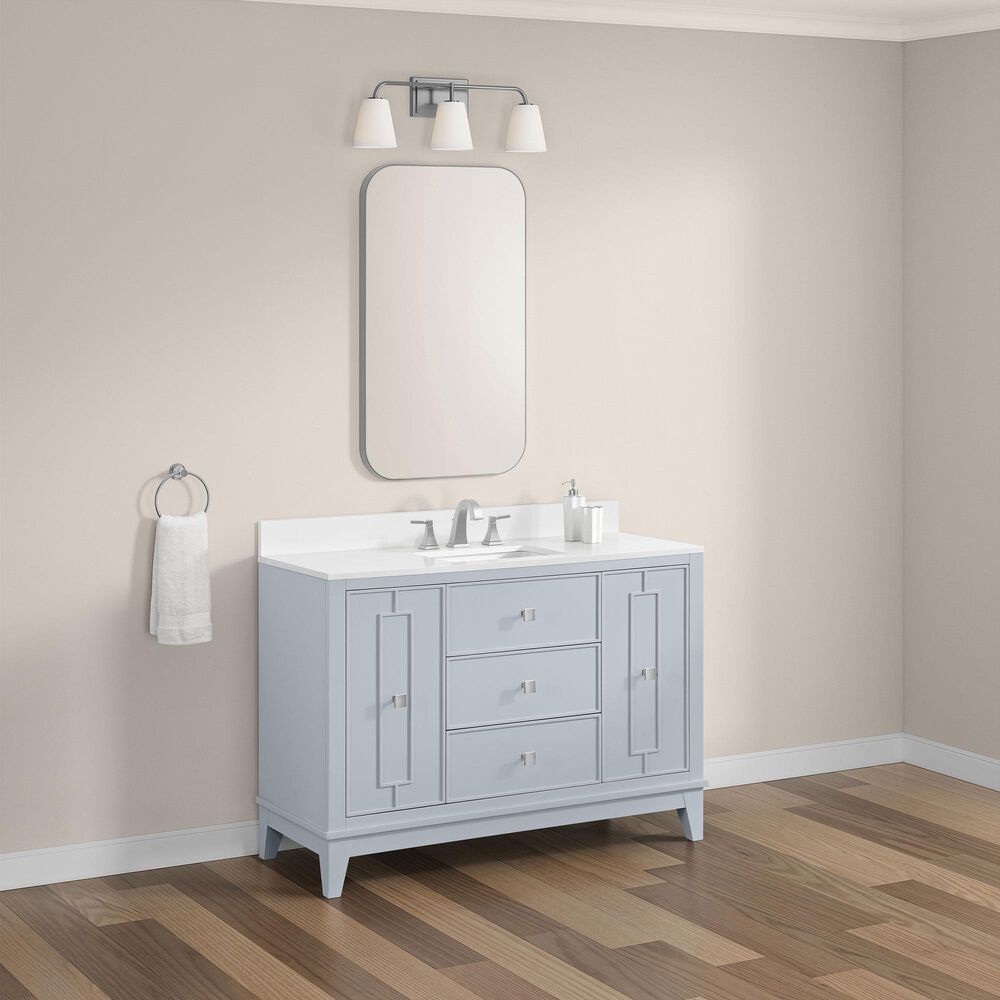 37B Kinsale 48" Single Bathroom Vanity Cabinet in Soft Blue with White Composite Stone Top and Backsplash, , large