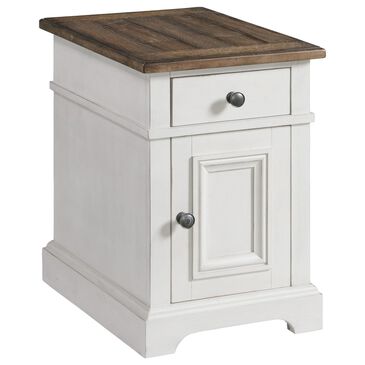 Hawthorne Furniture Drake Chairside Table in Rustic White and French Oak, , large