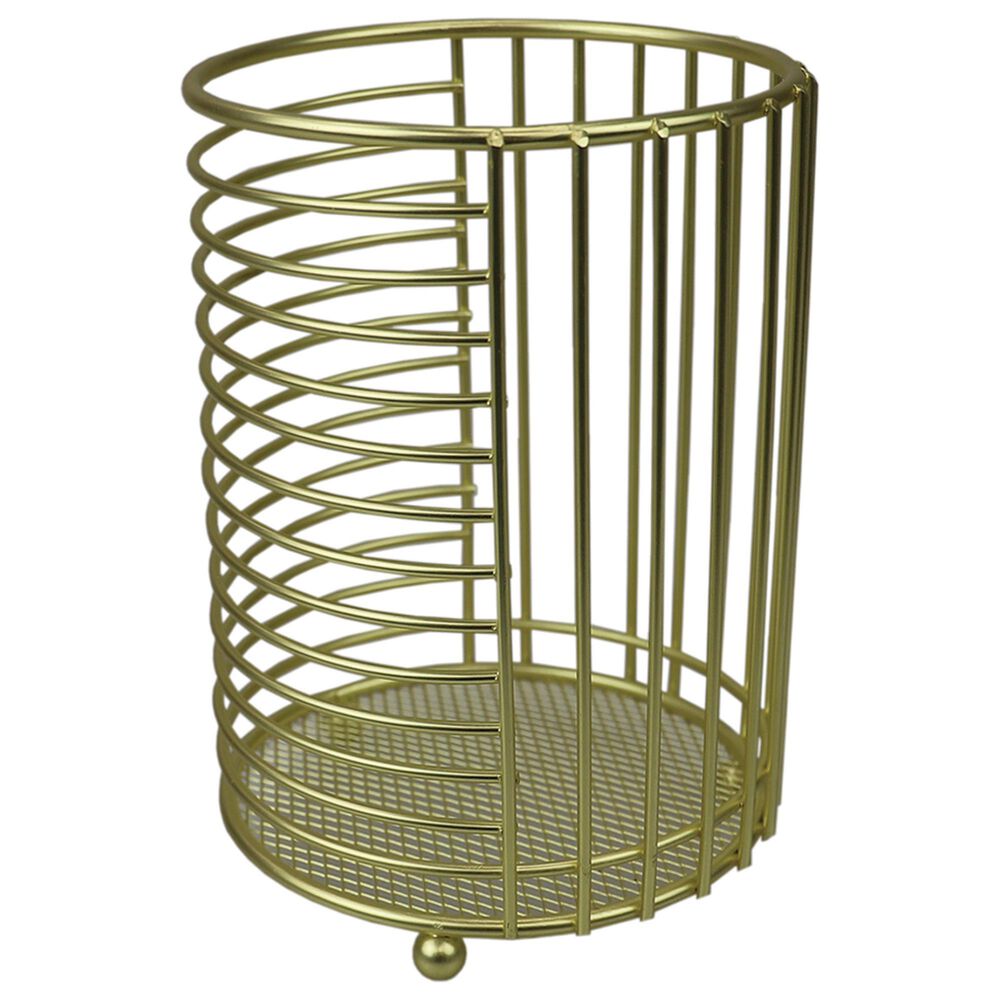 Home Basics Halo Cutlery Holder with Mesh Bottom in Gold Matte, , large