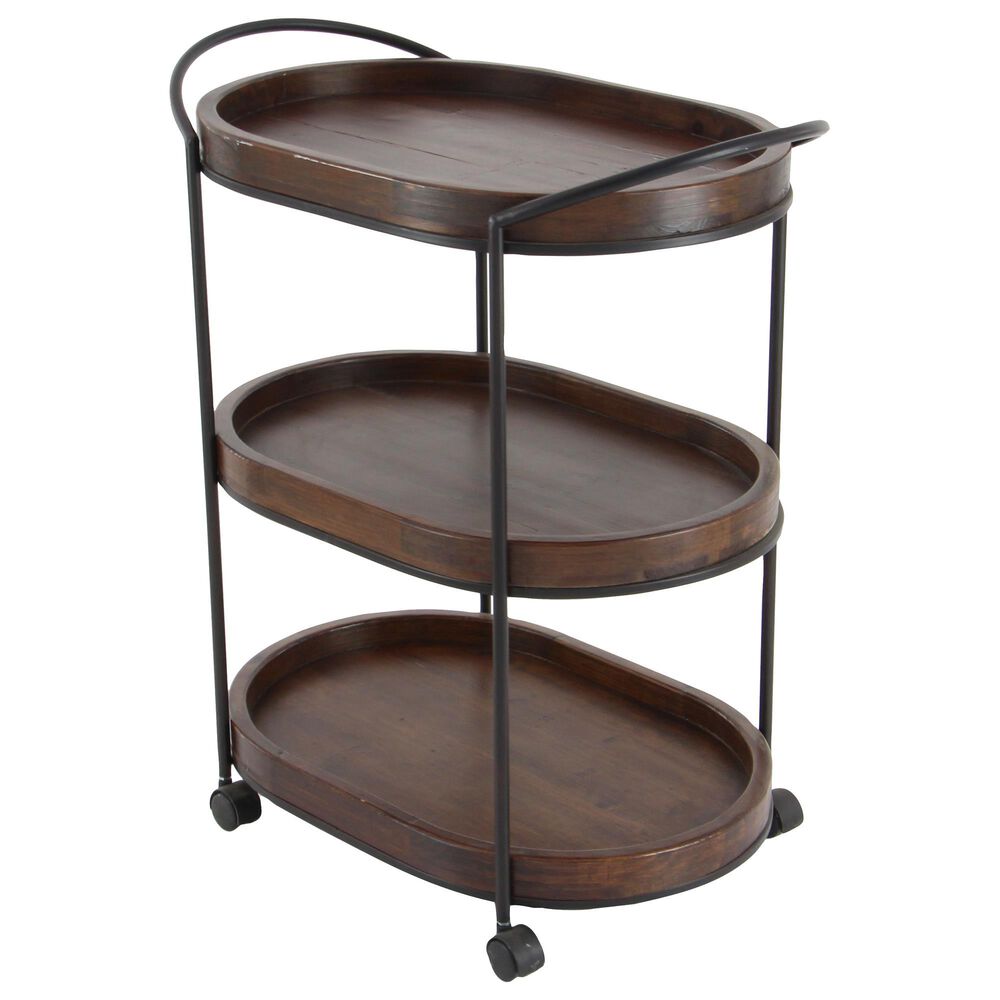 Maple and Jade 30" Bar Cart in Brown and Black, , large