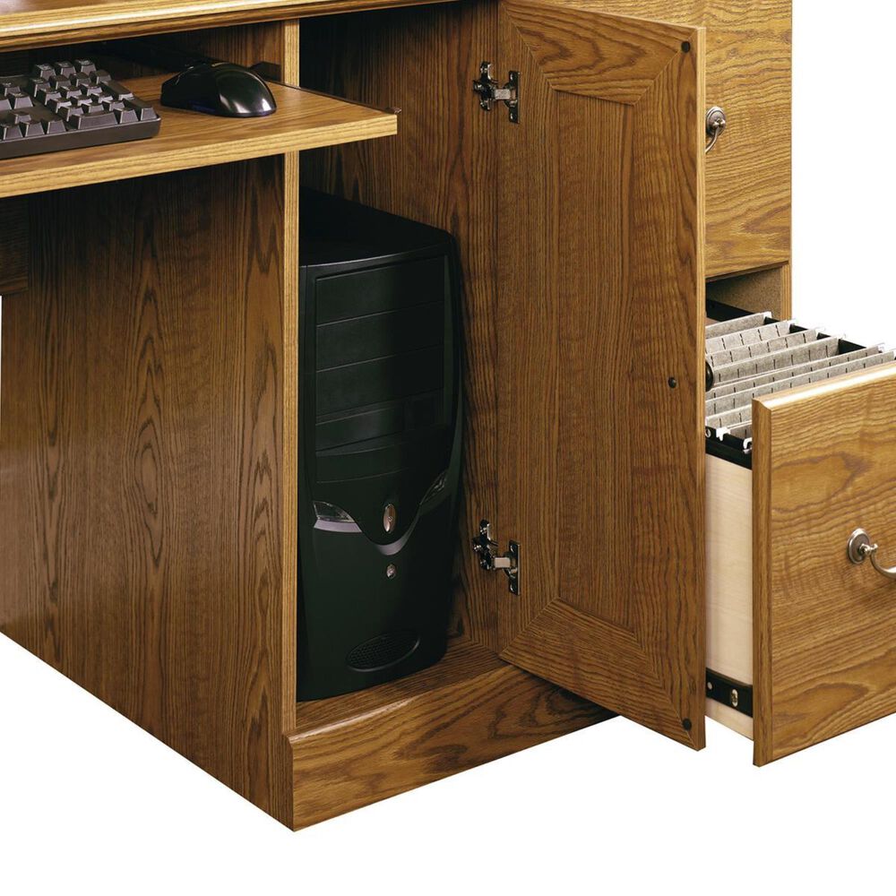 Sauder Orchard Hills Computer Desk and Hutch in Carolina Oak Shop NFM