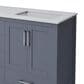 Lexora Home Jacques 60" Double Bathroom Vanity in Dark Grey with 2 cm White Quartz Top and Rectangular Sinks, , large