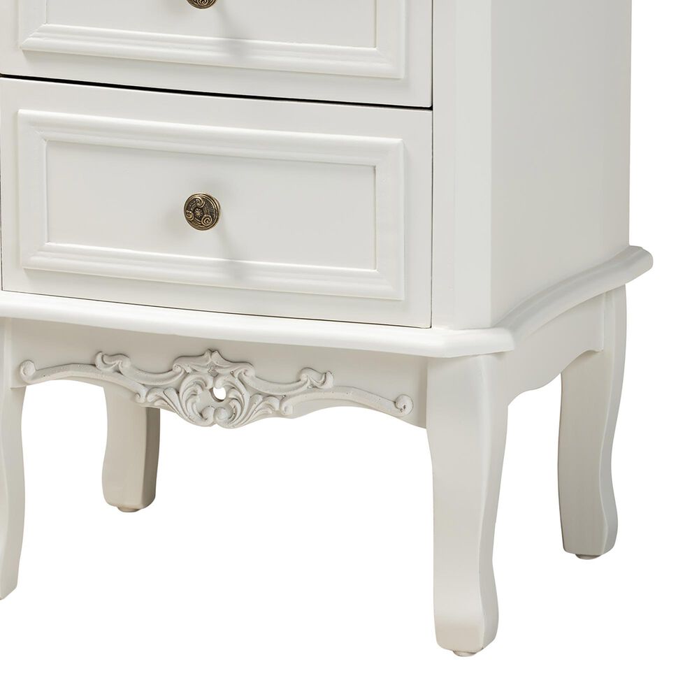 Baxton Studio Darlene 2-Drawer End Table in White and Cherry Brown, , large