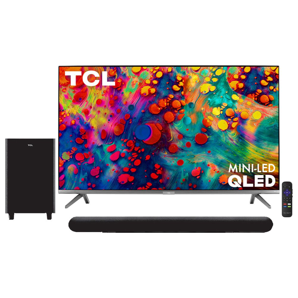 TCL 55" Class 4K QLED Dolby Vision HDR Roku - Smart TV with 2.1 Dolby Audio Sound Bar System, , large