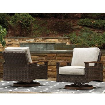 Signature Design by Ashley Paradise Trail Swivel Lounge Chair in Medium Brown (Set of 2), , large