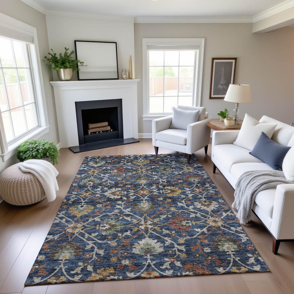 Dalyn Rug Company Silk Road Navy, Copper, Gold, Beige, Sage and Brown 5&#39; x 7&#39;6&quot; Area Rug, , large